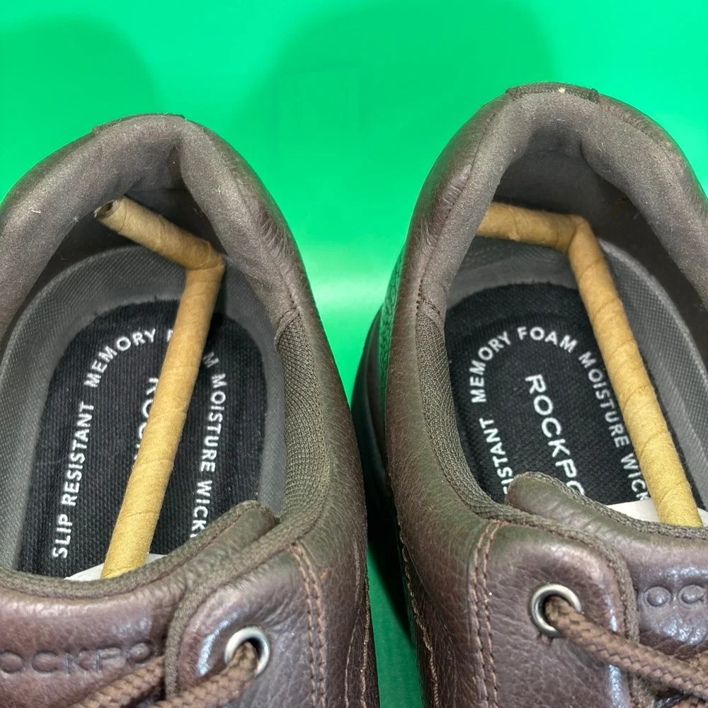 Rockport Oxford Shoes Mens 12 Brown Leather Derby Slip Resistant Memory Foam NEW